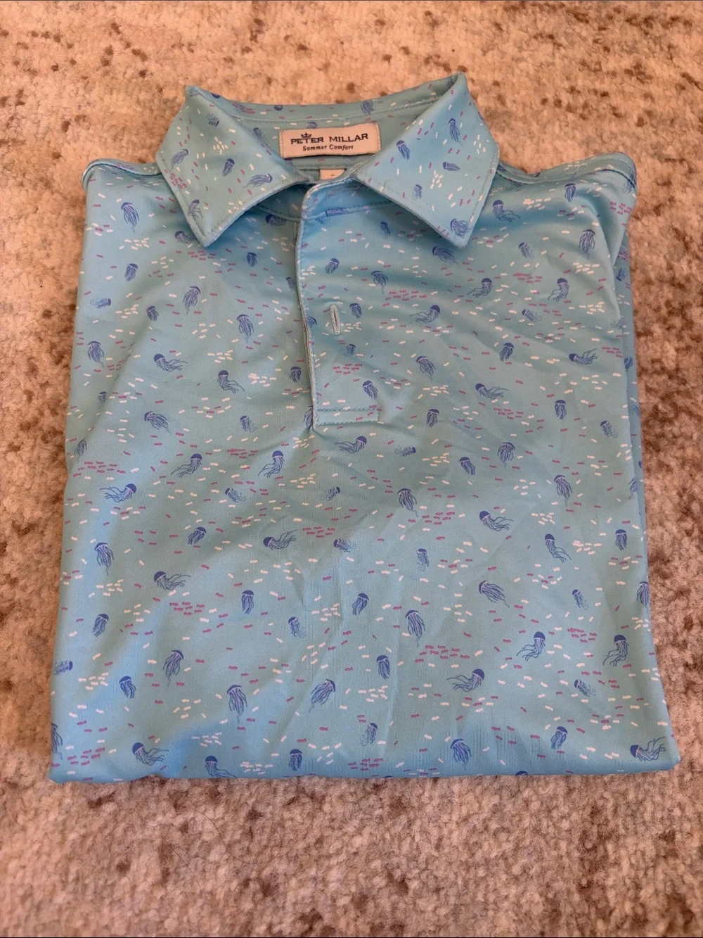 Peter Millar kid’s Aqua Printed Polo NWOT